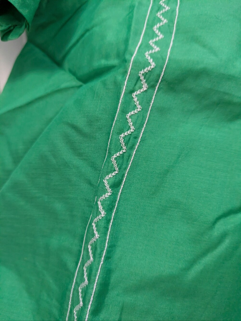 Anthropologie Blue Tassel Brand Embroidered Green Peasant Top - Picture 6 of 12